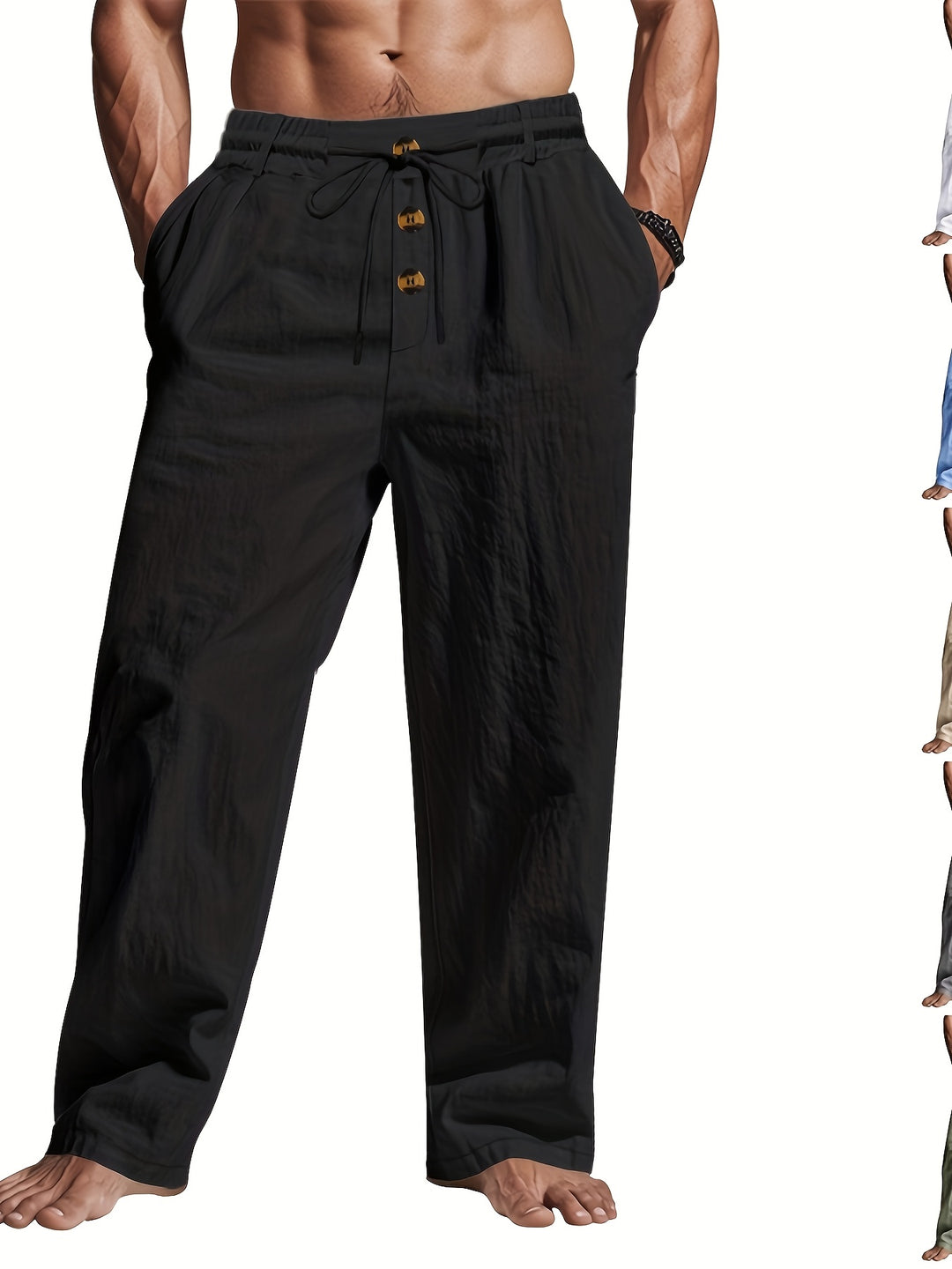 Heren Linnen Broek | Lichtgewicht & Ademend | Trekkoord & Multi-Knoop | Strand & Casual