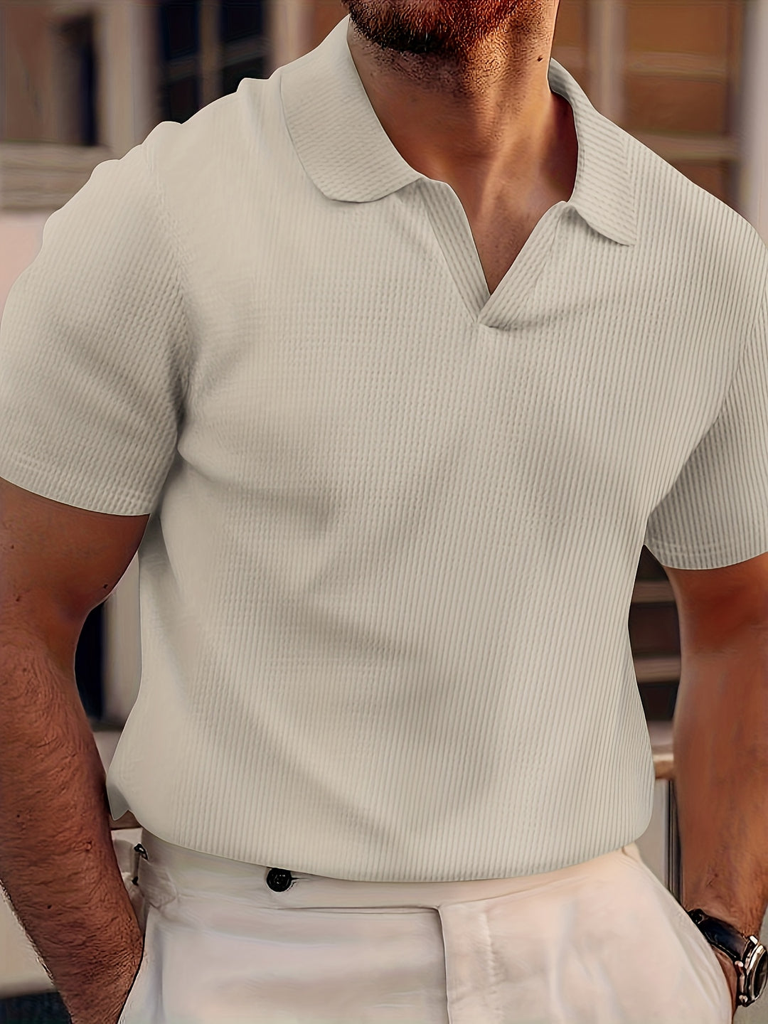 Heren Polo | Effen Kleur & Grid Textuur | Comfortabele Kraag | Ademend & Casual