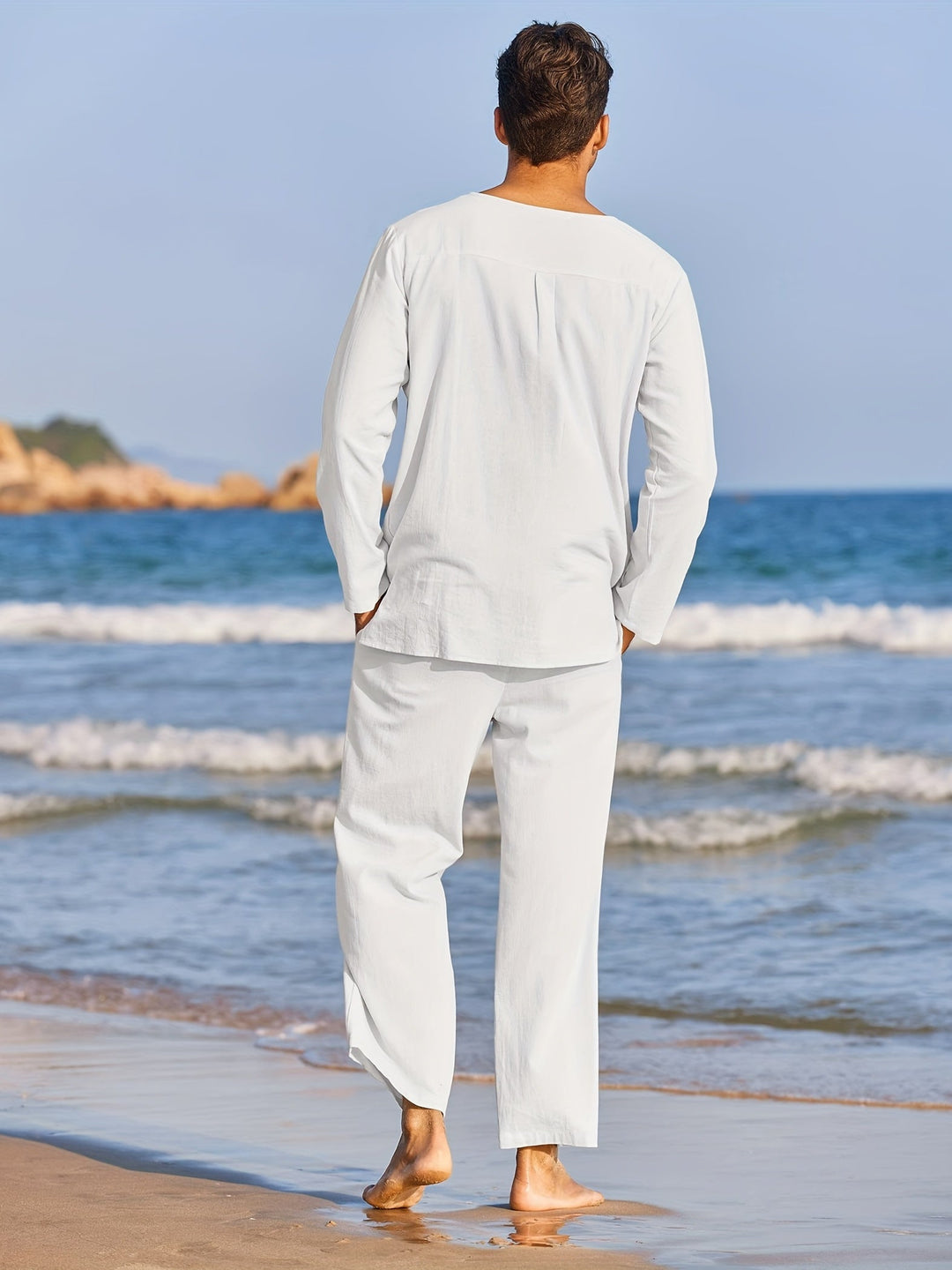 Heren 2-delige Katoen-linnen set met overhemd en broek voor een moeiteloze zomerstijl | Liam
